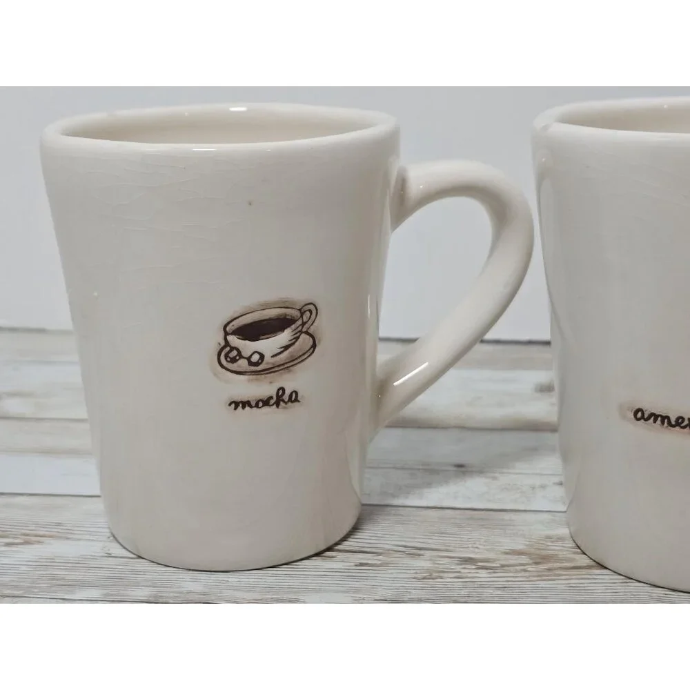 Williams‎ Sonoma Set of 3 Mocha Espresso and American Coffee Mugs Stamped